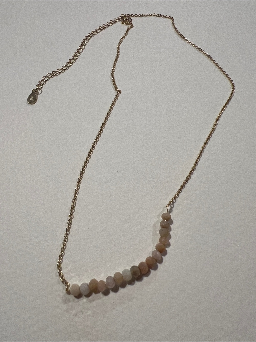 Sterling Silver Gold-tone Chain Necklace with Peach-Beige Beads